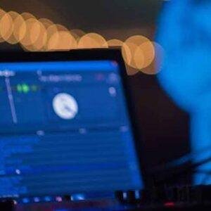 DJ software running live on screen at an event.