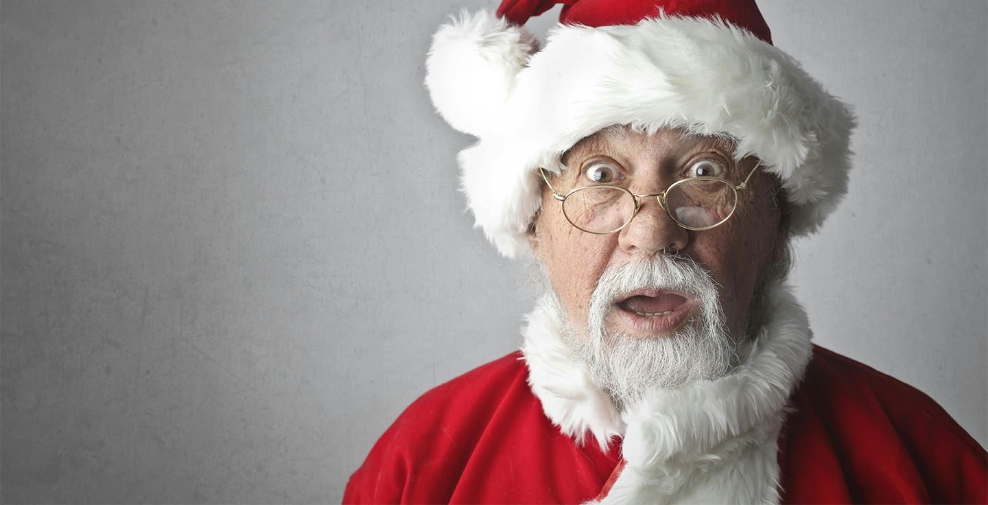 Santa Claus making a surprised festive expression